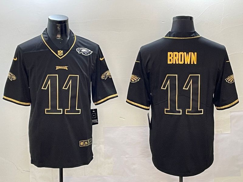 Men Philadelphia Eagles #11 Brown Black Gold Throwback 2024 Nike Limited NFL Jersey style 3->philadelphia eagles->NFL Jersey